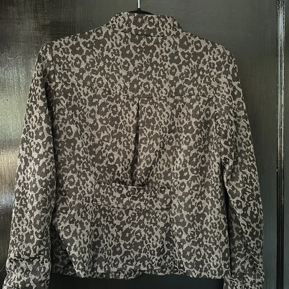 Gray cheetah leopard blazer jacket sz S - Picture 4 of 4